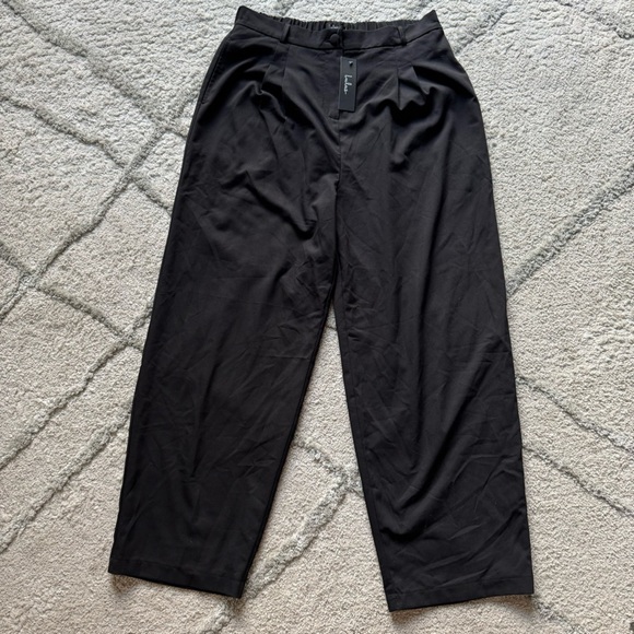 Lulu’s black trouser pants high rise straight leg loose fit taper XL new - Picture 1 of 7